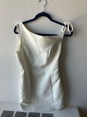 Meshki NWT White Cream One Shoulder Mini Dress